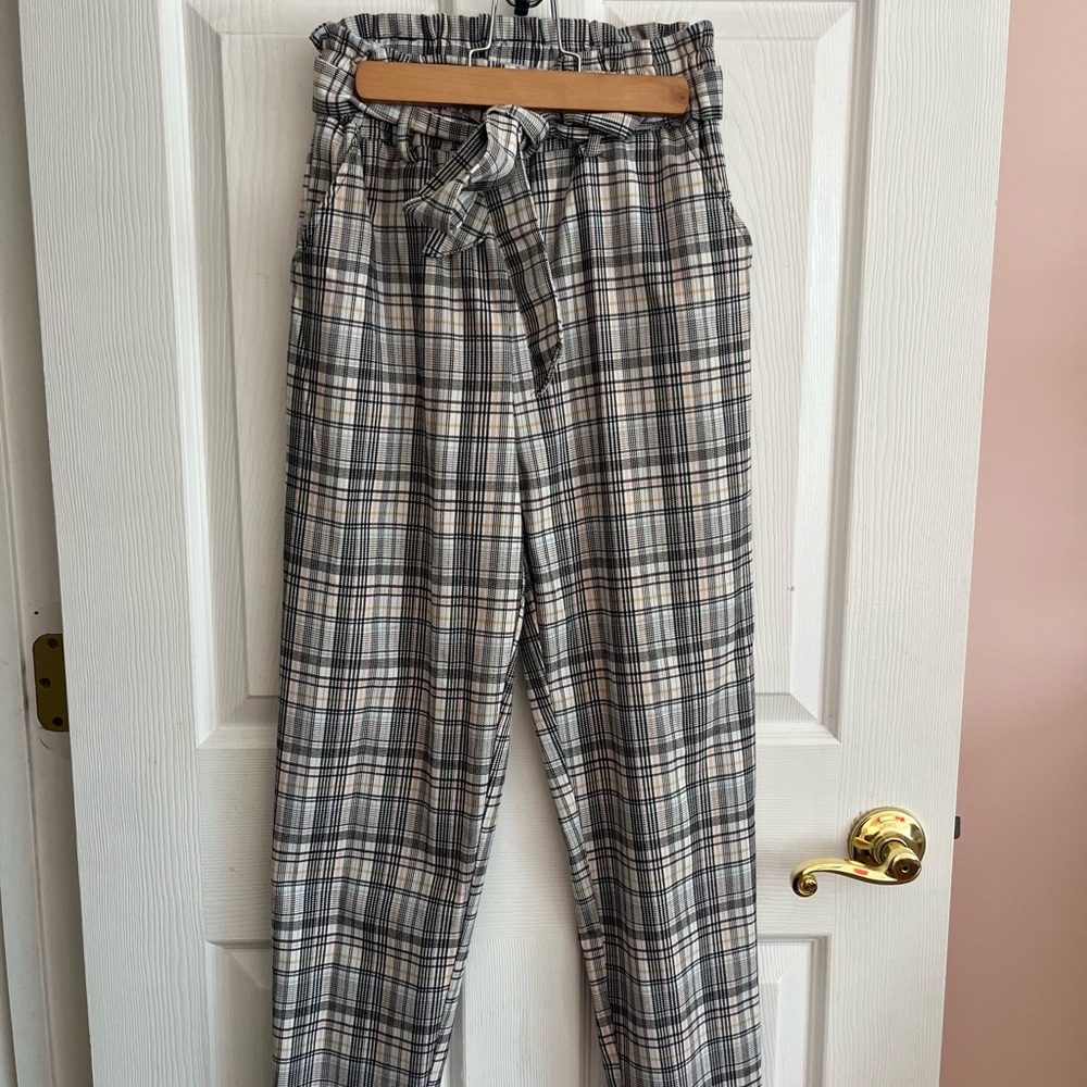 SO Black and White Plaid Pants